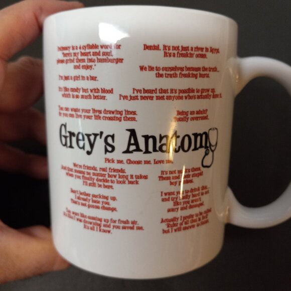 Grey's Anatomy Coffee Mug 8 oz. Orca Coating Humorous Comedy Sayings White GUC - Picture 2 of 12